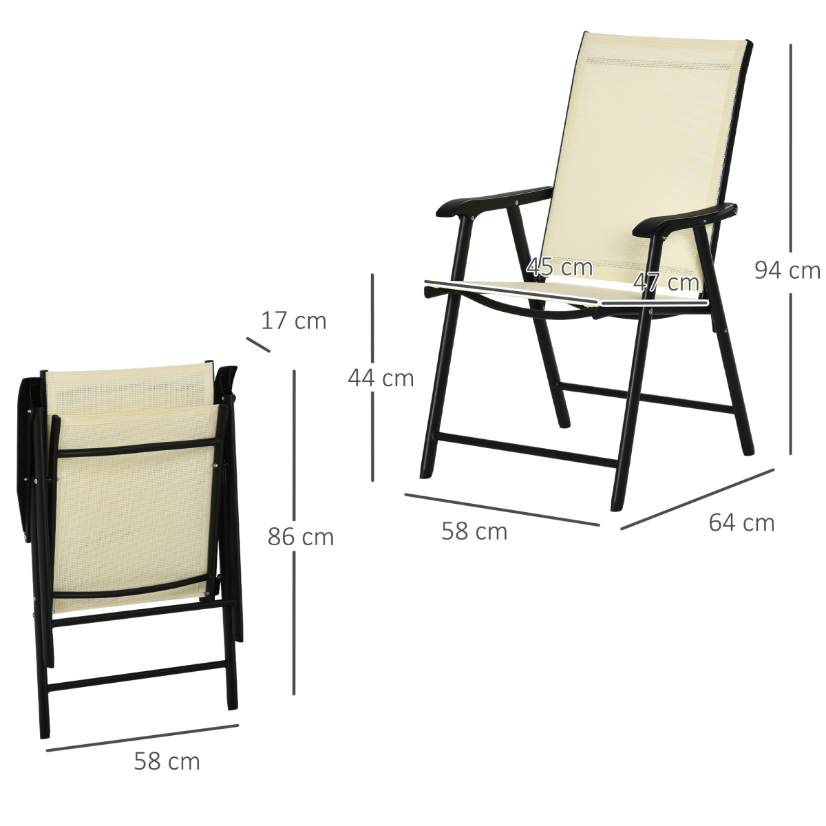 Foldable Metal Garden Chairs Dining Seat Yard Furniture