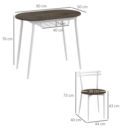 3pc Dining Table and Chairs Set, Oval Kitchen Table with 2 Chairs, Natural