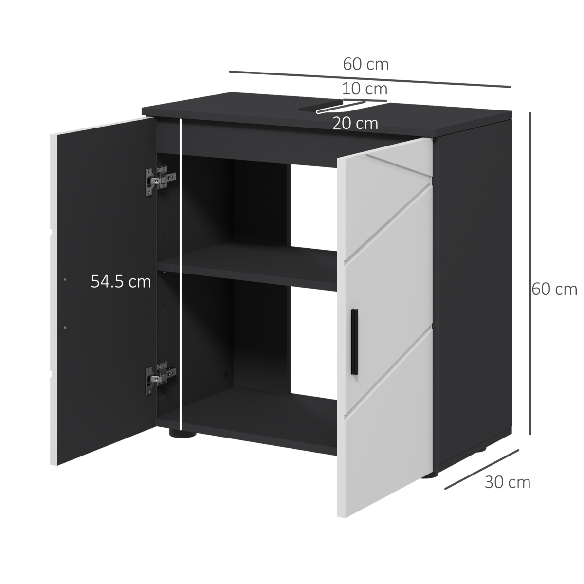 Bathroom Vanity Unit, Under Sink Cabinet with Shelf, Light Grey