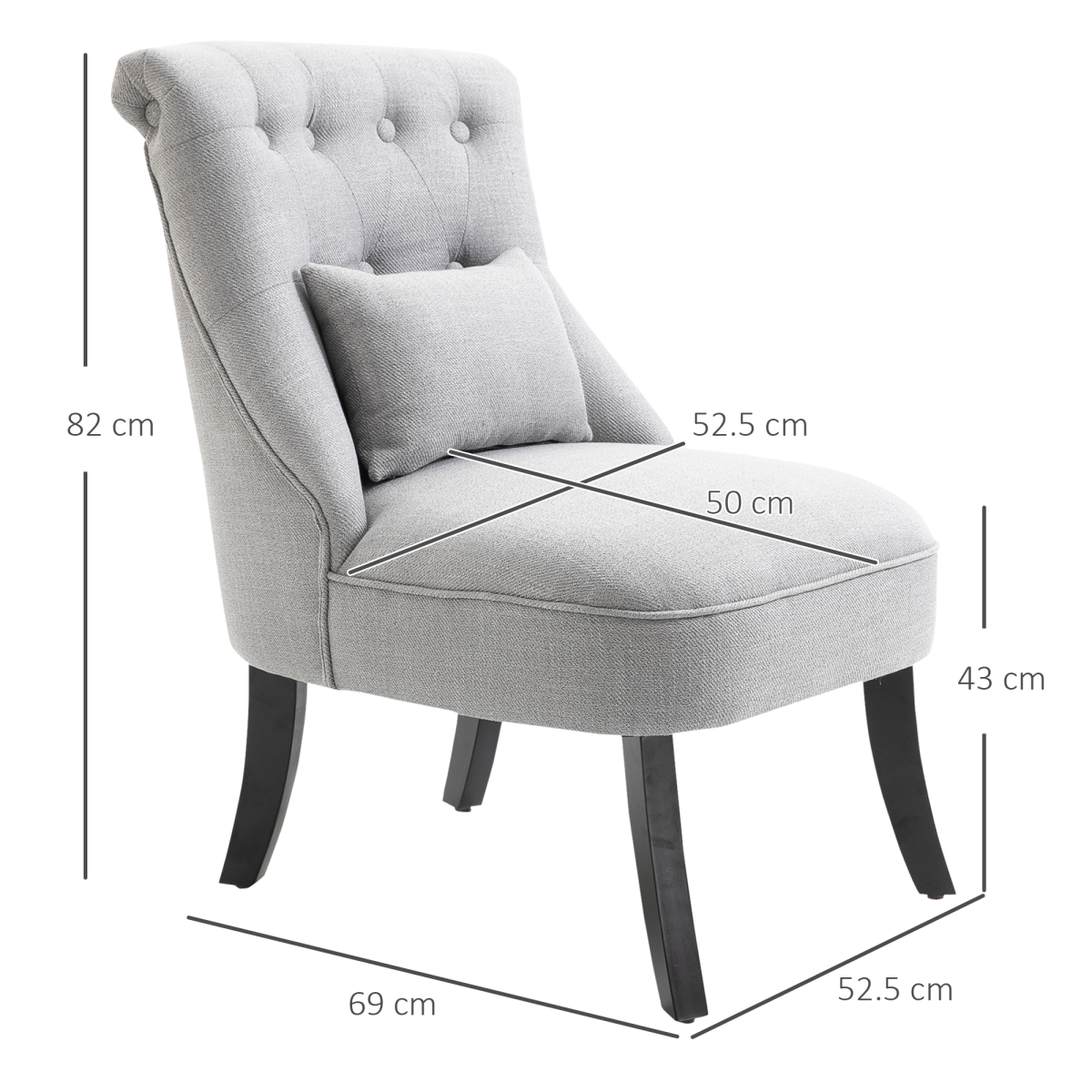 Fabric Single Sofa Dining Chair Upholstered W/ Pillow Solid Wood Leg Living Room
