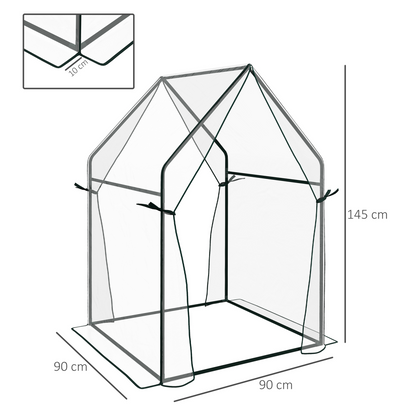 Tomato Greenhouse with 2 Zipped Doors, Outdoor Green House, Clear