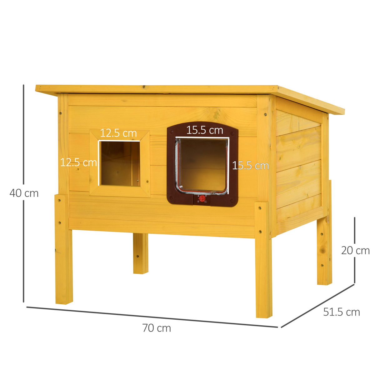 Wooden Cat House Pet Home Outdoor Waterproof Door Roof Shelter Garden