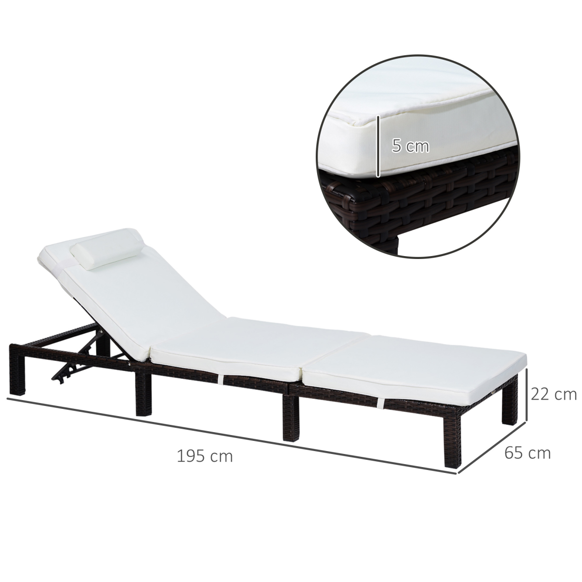 Rattan Sun Lounger Bed-Brown