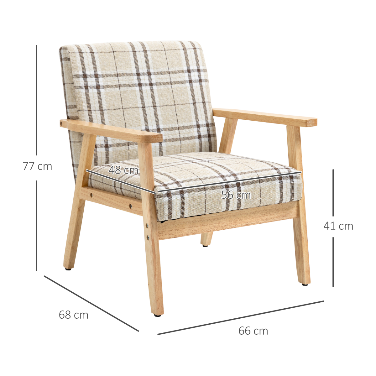 Modern Accent Chairs Upholstered Linen-Feel Living Room Chair Beige