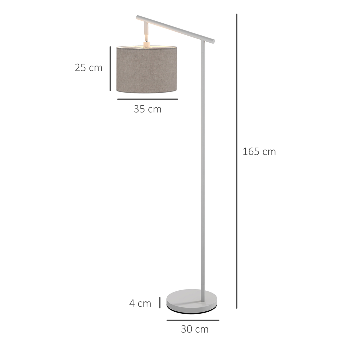 Floor Lamp with 350 Rotating Lampshade, LED Bulb Included, Grey