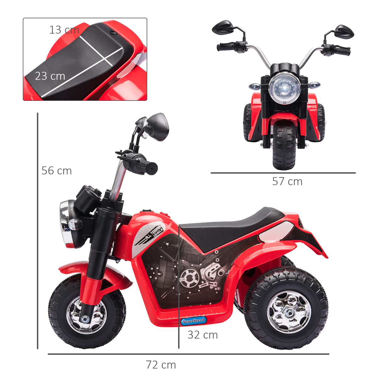Kids 6V Electric Motorcycle Ride-On Toy Battery Red