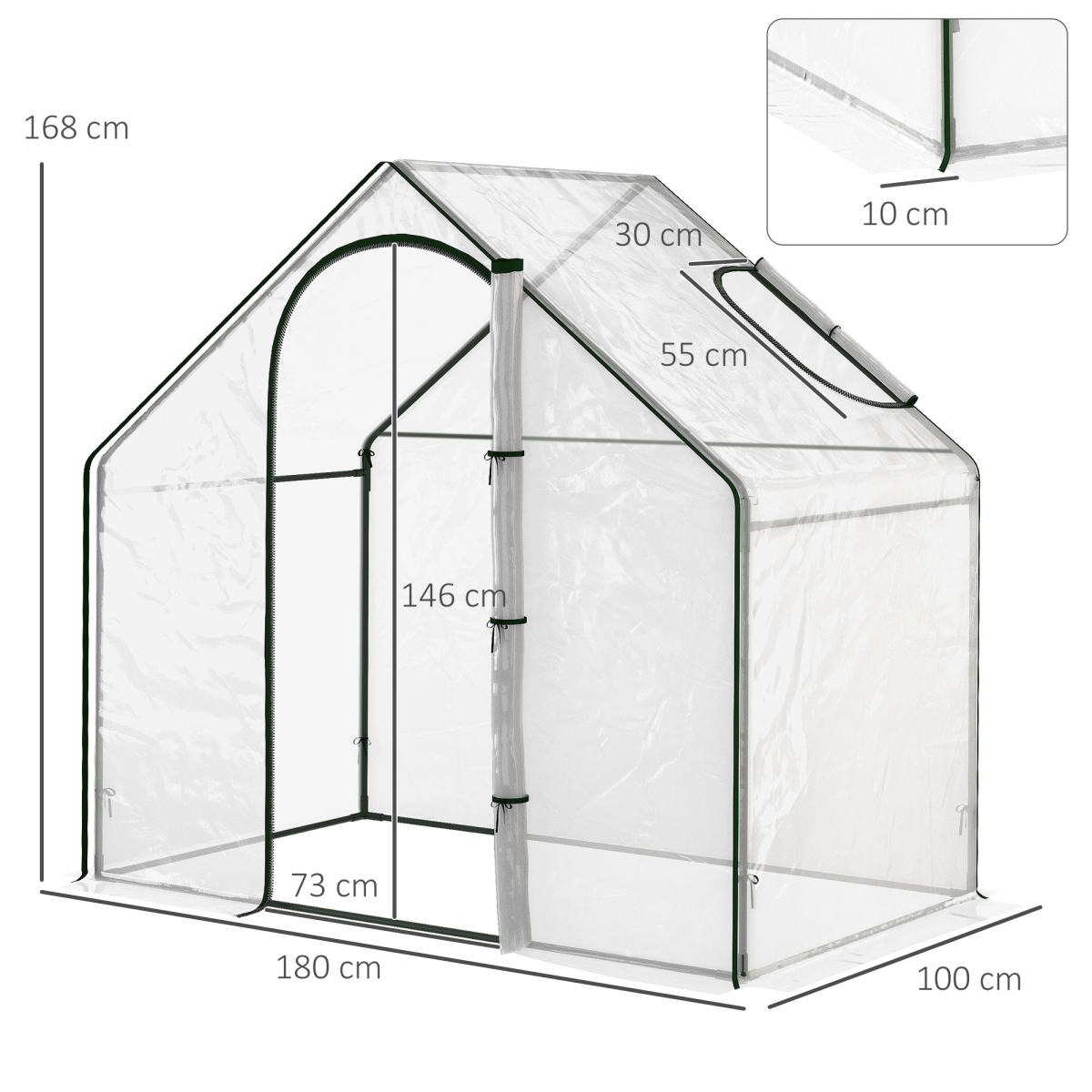 Portable Walk-in PVC Greenhouse w/ Zipped Door for Flowers Plant