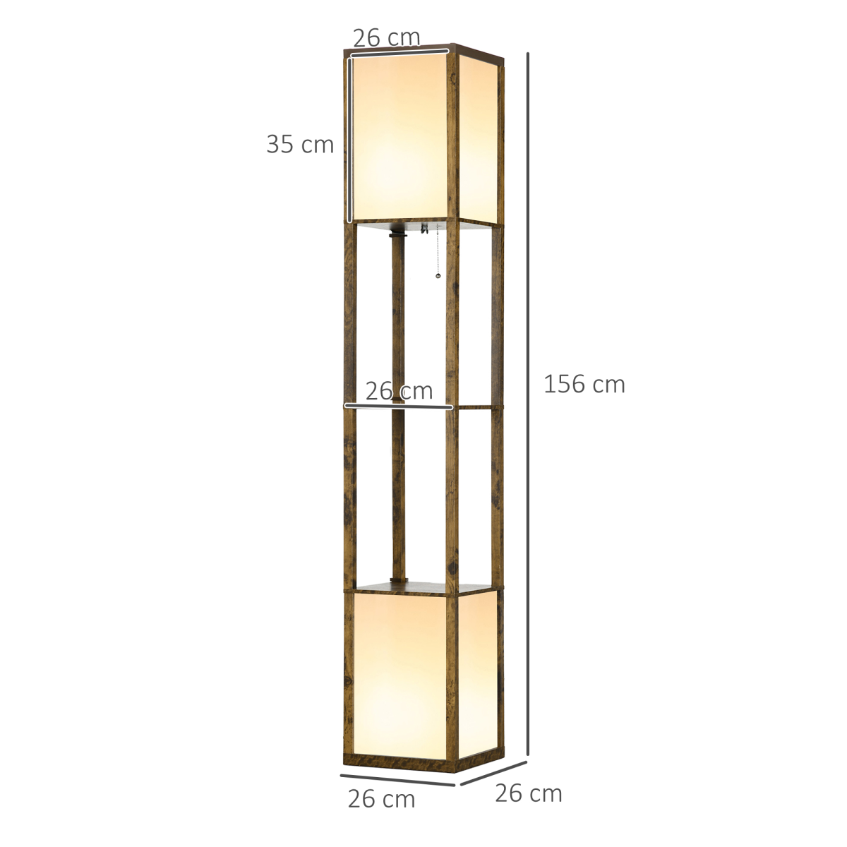 Shelf Floor Lamp with Dual Light, for Living Room, Bedroom, Brown