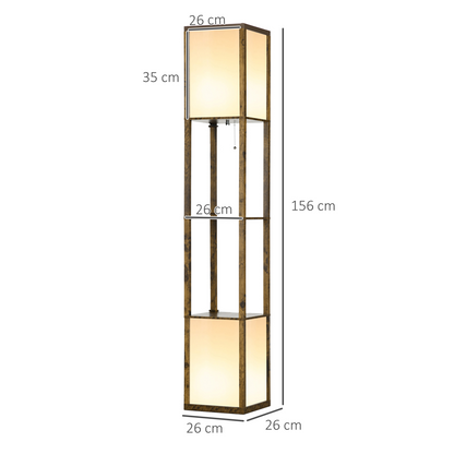 Shelf Floor Lamp with Dual Light, for Living Room, Bedroom, Brown