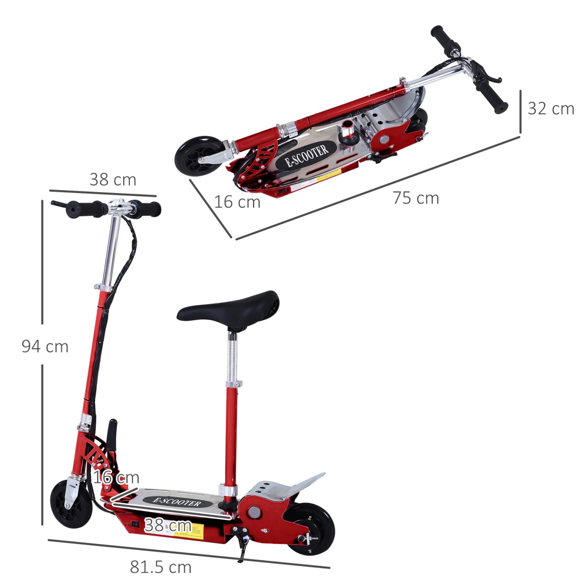 Teen Foldable Electric Scooter Battery 12V 120W w/ Brake Kickstand
