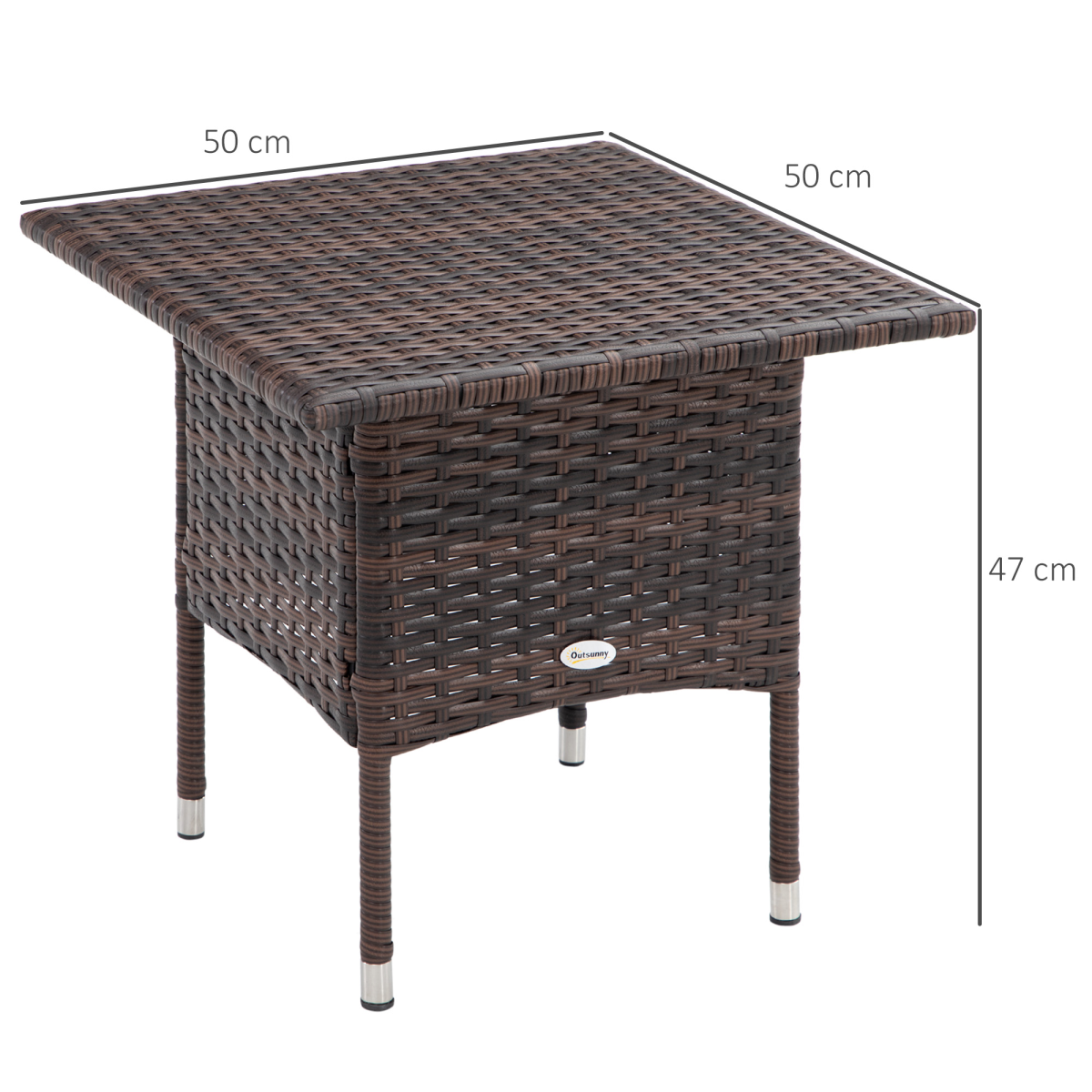 PE Rattan Outdoor Coffee Table, Easy Match Rattan Side Table, Brown