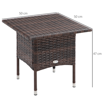 PE Rattan Outdoor Coffee Table, Easy Match Rattan Side Table, Brown