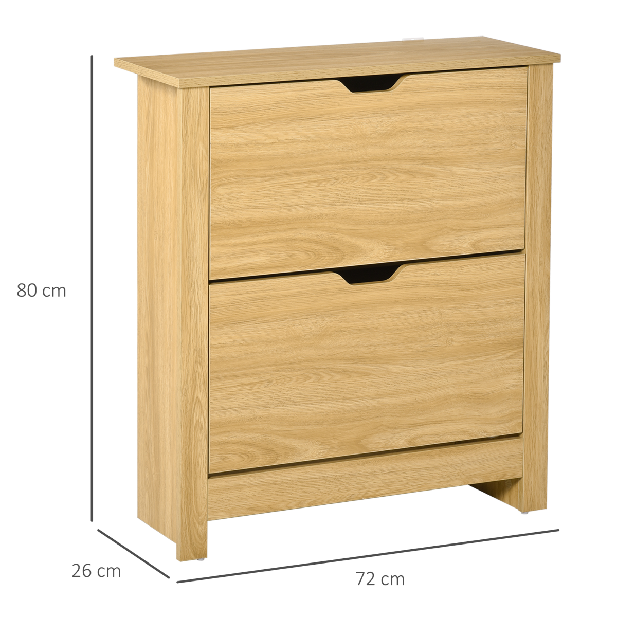 12-Shoe Storage Cabinet 4 Shelves 2 Drawers Tabletop 4 Legs Brown