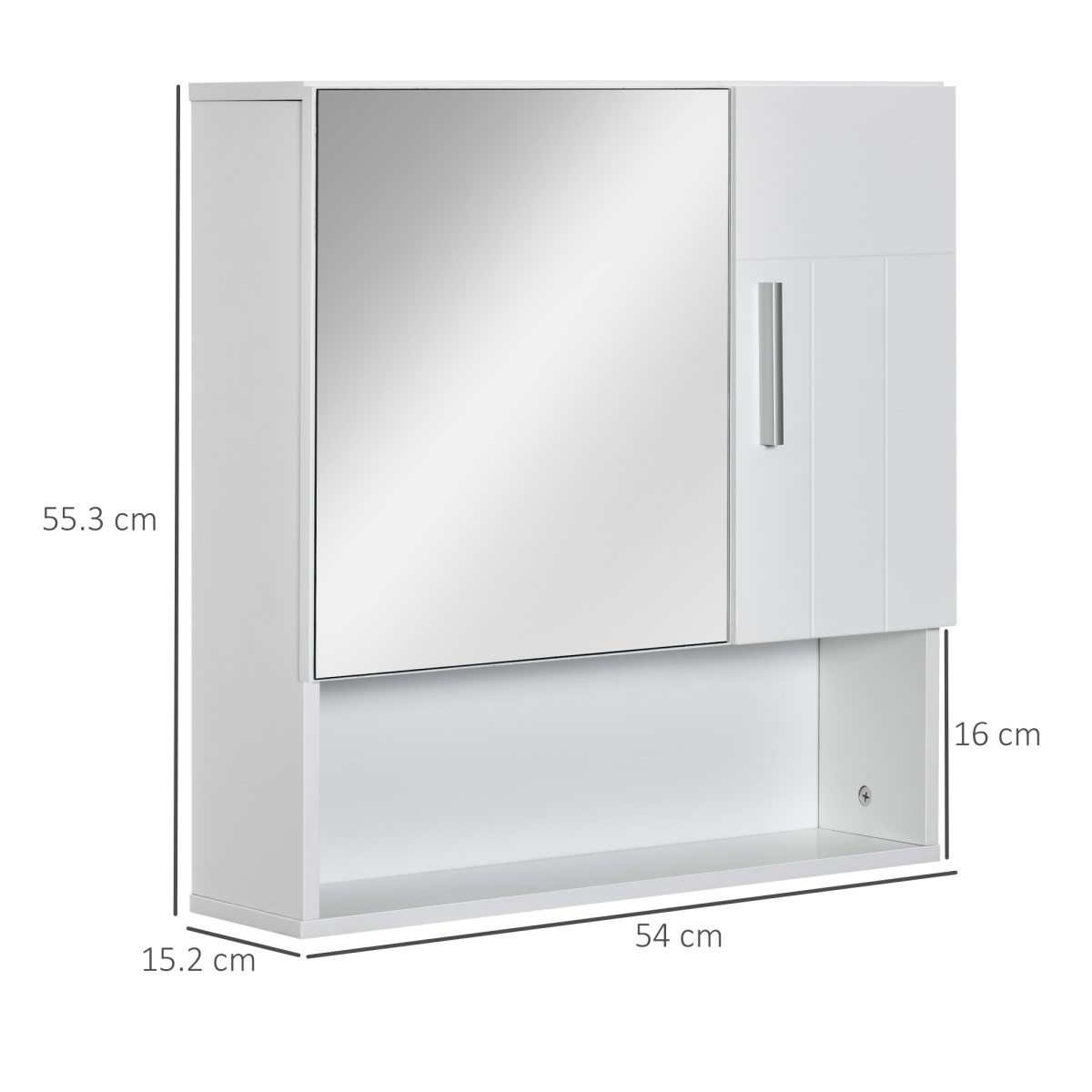 Bathroom Mirror Cabinet Wall Mount Storage Organizer w/ Door, White