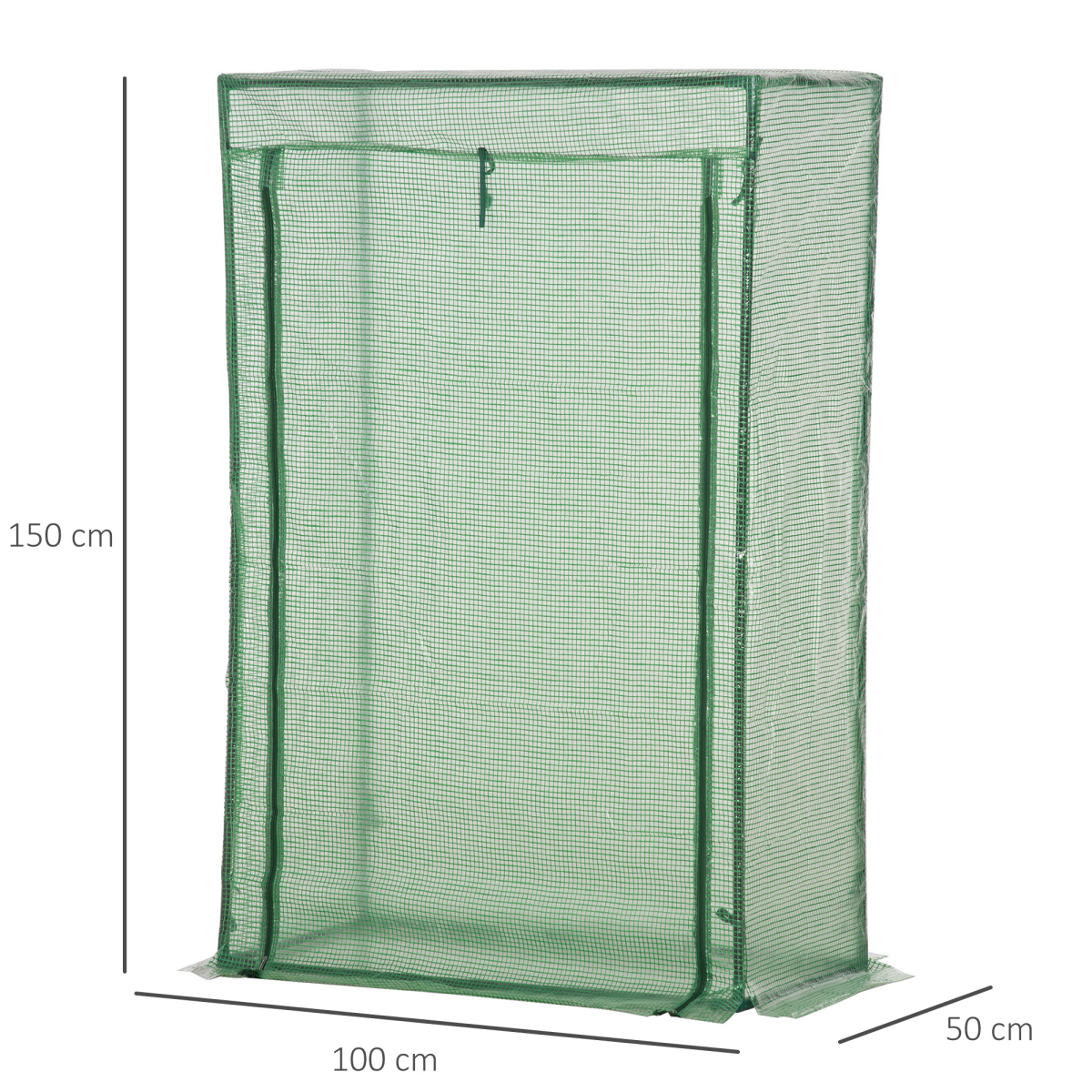 Greenhouse PE Cover w/ Zipper Roll-up Door Outdoor, Green