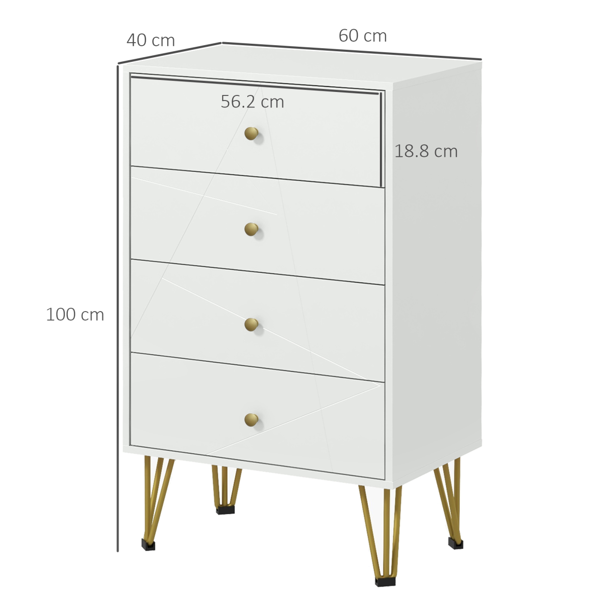 Chest of Drawers, 4 Drawers Dresser Storage Organiser for Bedroom