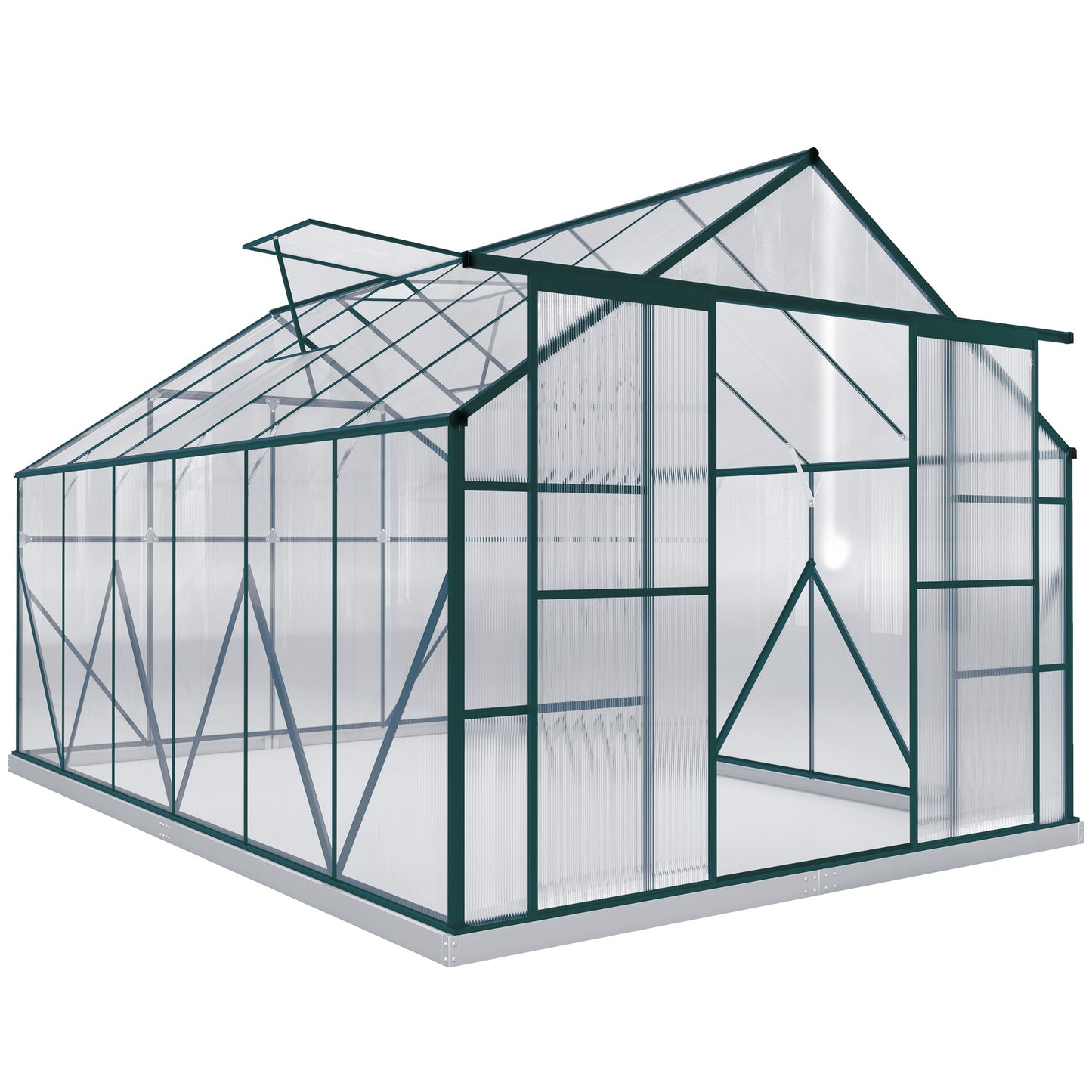8x12ft Polycarbonate Walk-in Greenhouse Outdoor Double Sliding Door