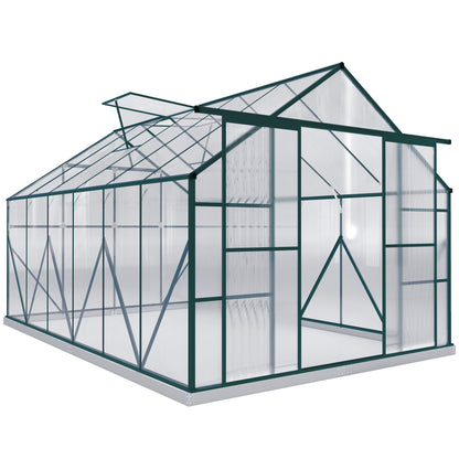 8x12ft Polycarbonate Walk-in Greenhouse Outdoor Double Sliding Door