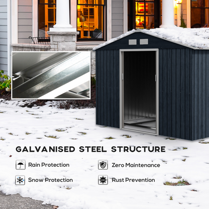 9 x 6 ft Dark Grey Metal Garden Storage Shed