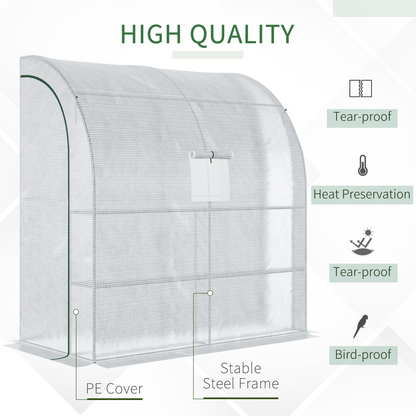 6.5 x 3.5ft Lean To Walk In Greenhouse White