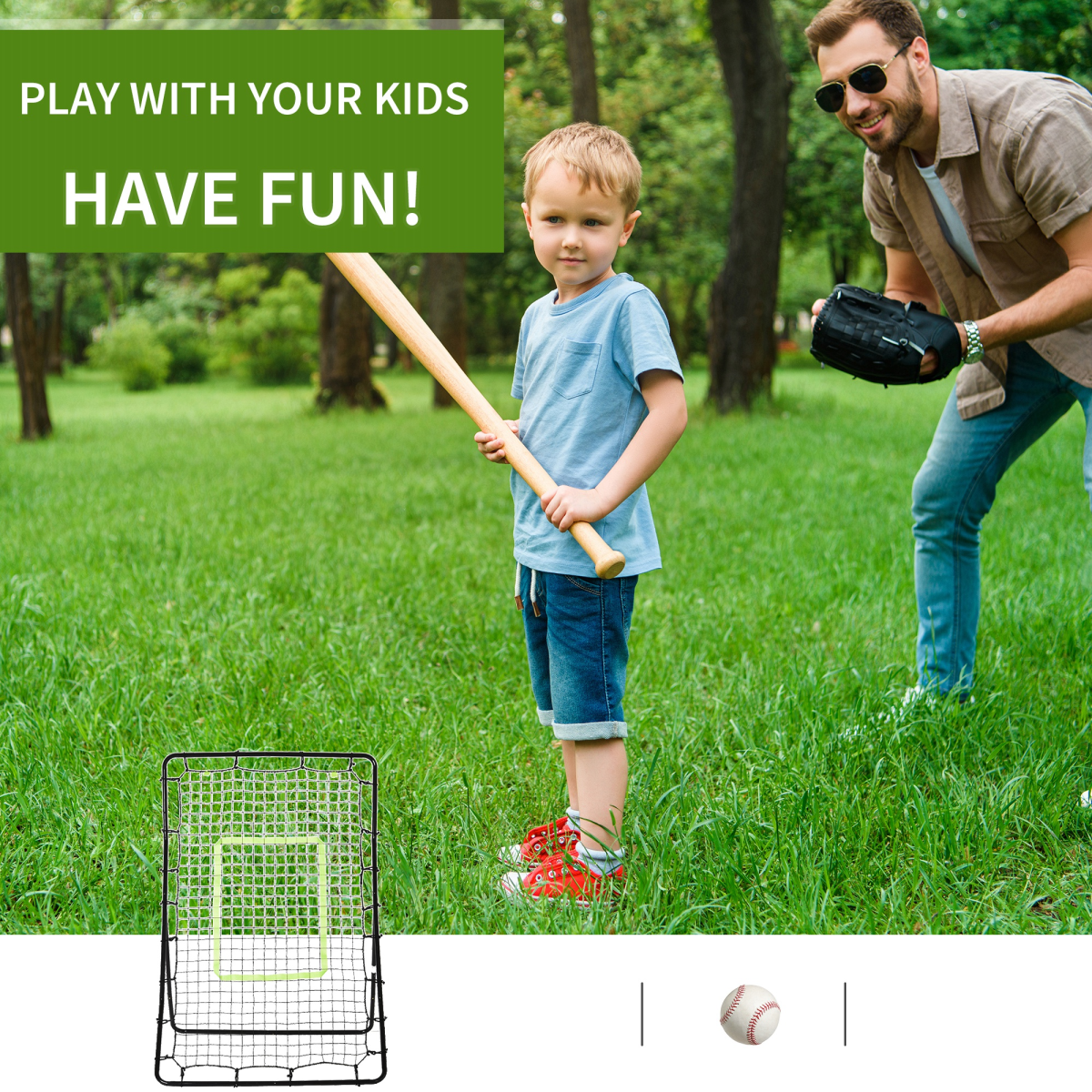 Rebounder Net Target Ball Kickback Baseball Training Equipment Play