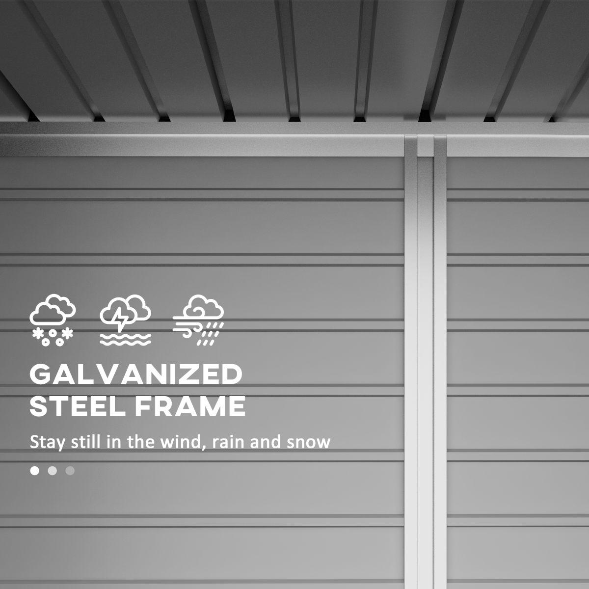 6.3 x 4.3FT Galvanised  Metal Garden Shed with Lockable Door, Grey