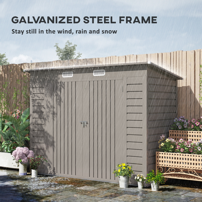 8 x 4ft Metal Garden Storage Shed Light Grey