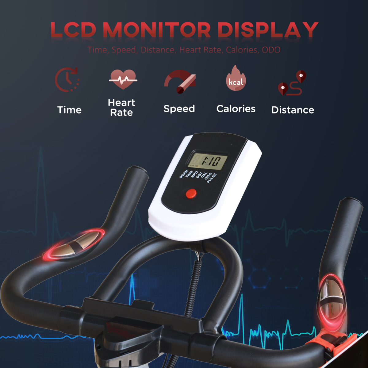 Flywheel Exercise Racing Bicycle Cardio Adjustable Resistance LCD 8kg