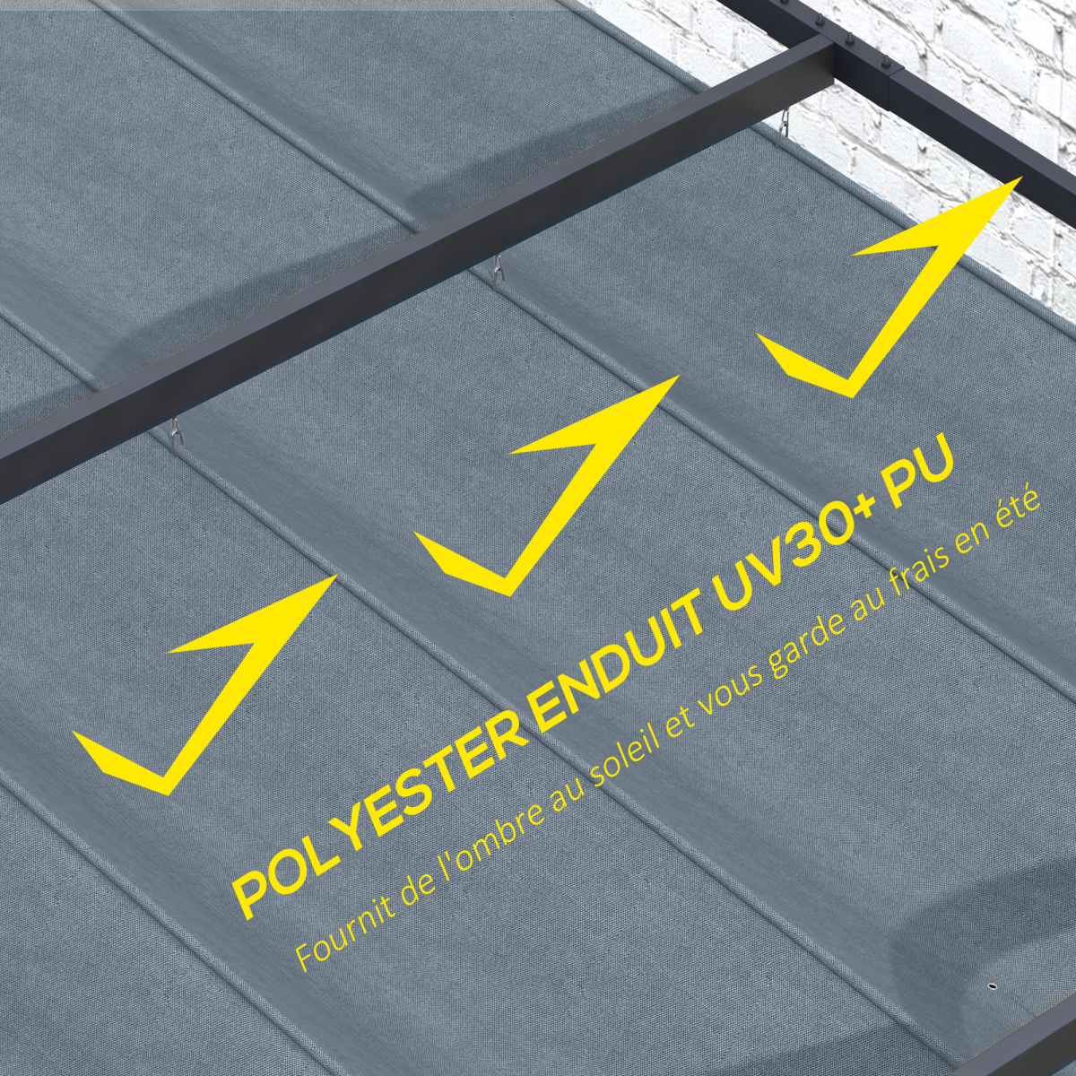 Pergola Sun Shade Cover Roof Replacement for 3 x 2.15m Pergola, Grey