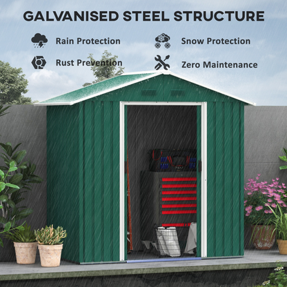 6.5x3.5ft Metal Garden Shed for Garden and Outdoor Storage, Green