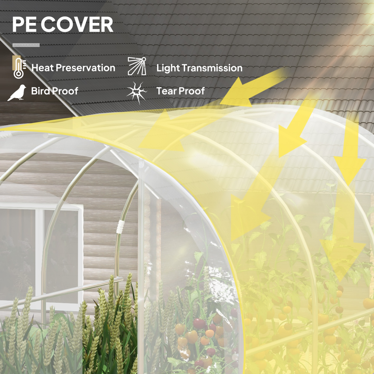 3 x 2 x 2m Polytunnel Greenhouse with Door, Galvanised Steel Frame