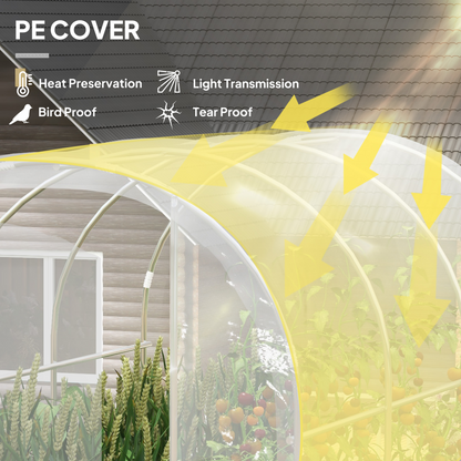 3 x 2 x 2m Polytunnel Greenhouse with Door, Galvanised Steel Frame