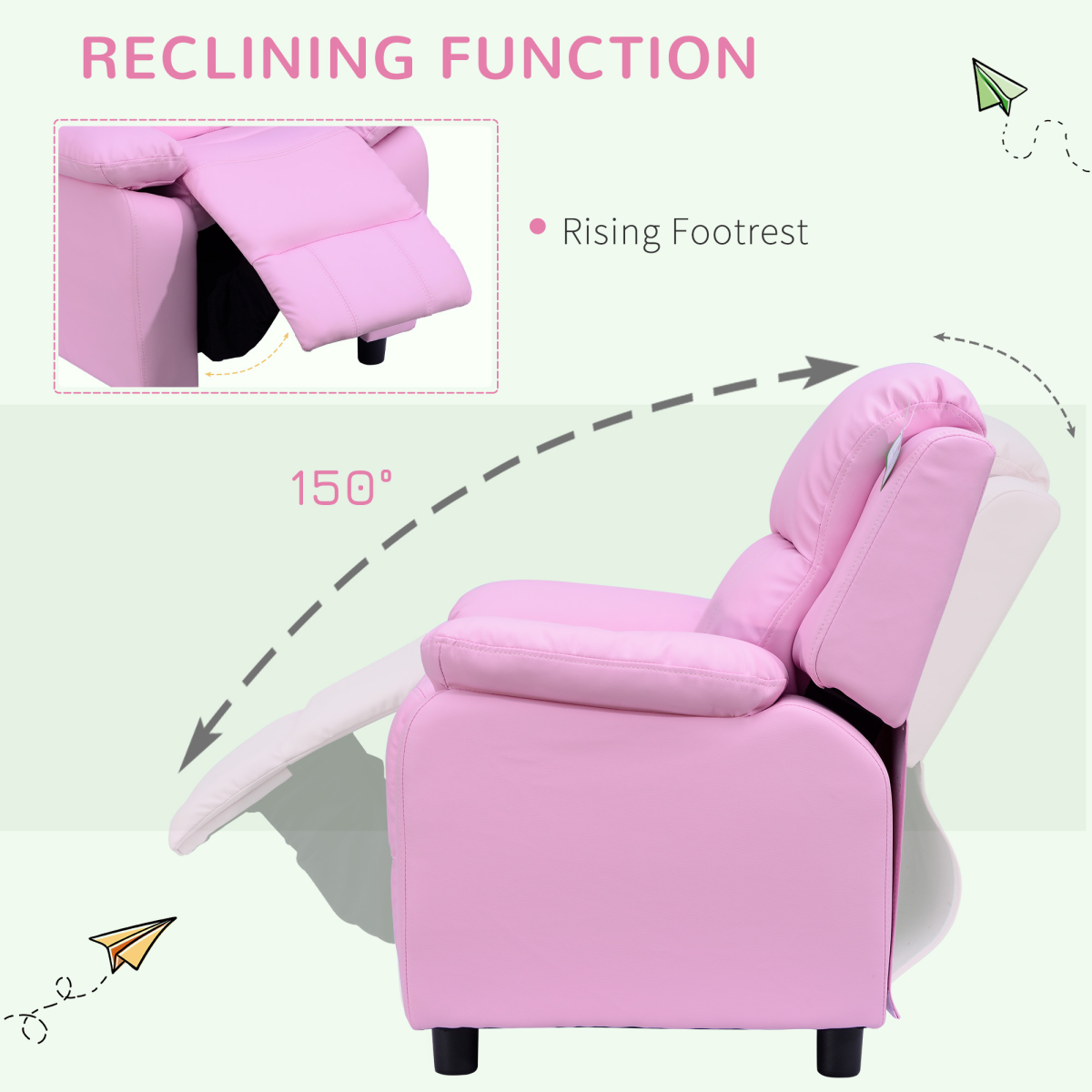 Kids Recliner Armchair Game Chair Sofa Children Seat In PU Leather