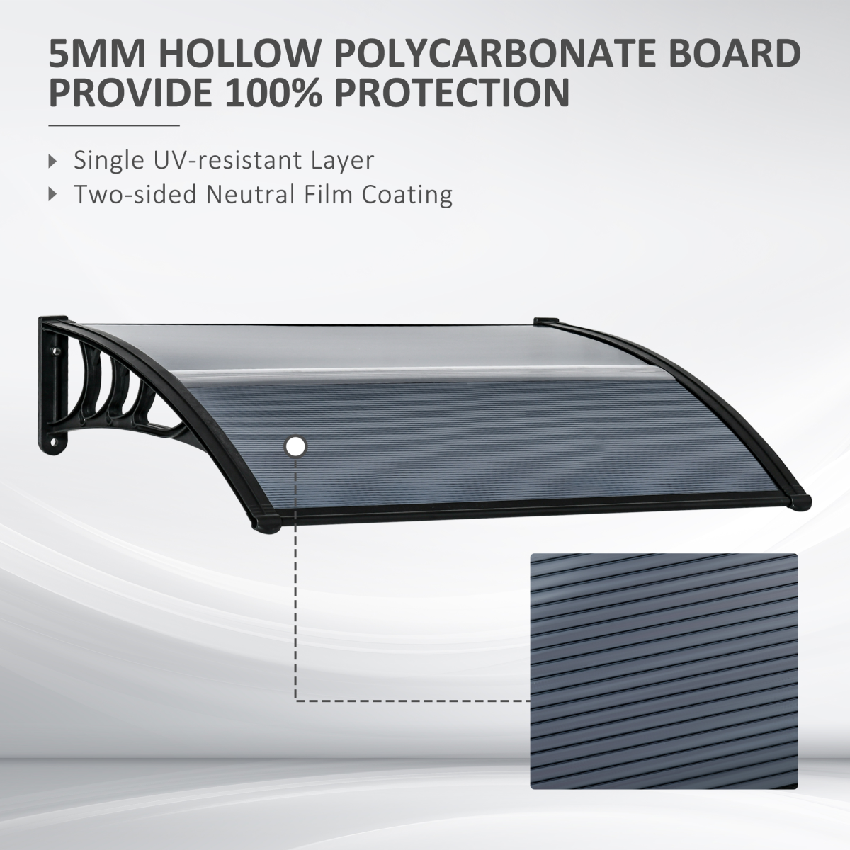 Door Canopy Awning Outdoor Window Rain Shelter Cover 100 x 75cm