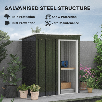 5 x 3ft Metal Garden Storage Shed Black