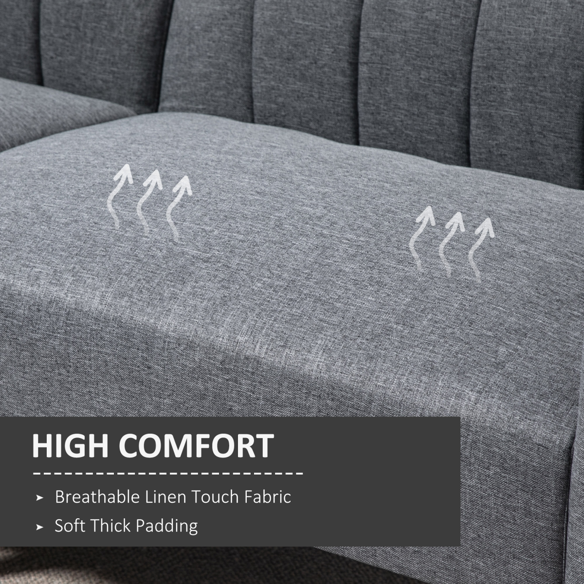 Two Seater Sofa Bed w/ Adjustable Backrest for Living Room, Guest Room