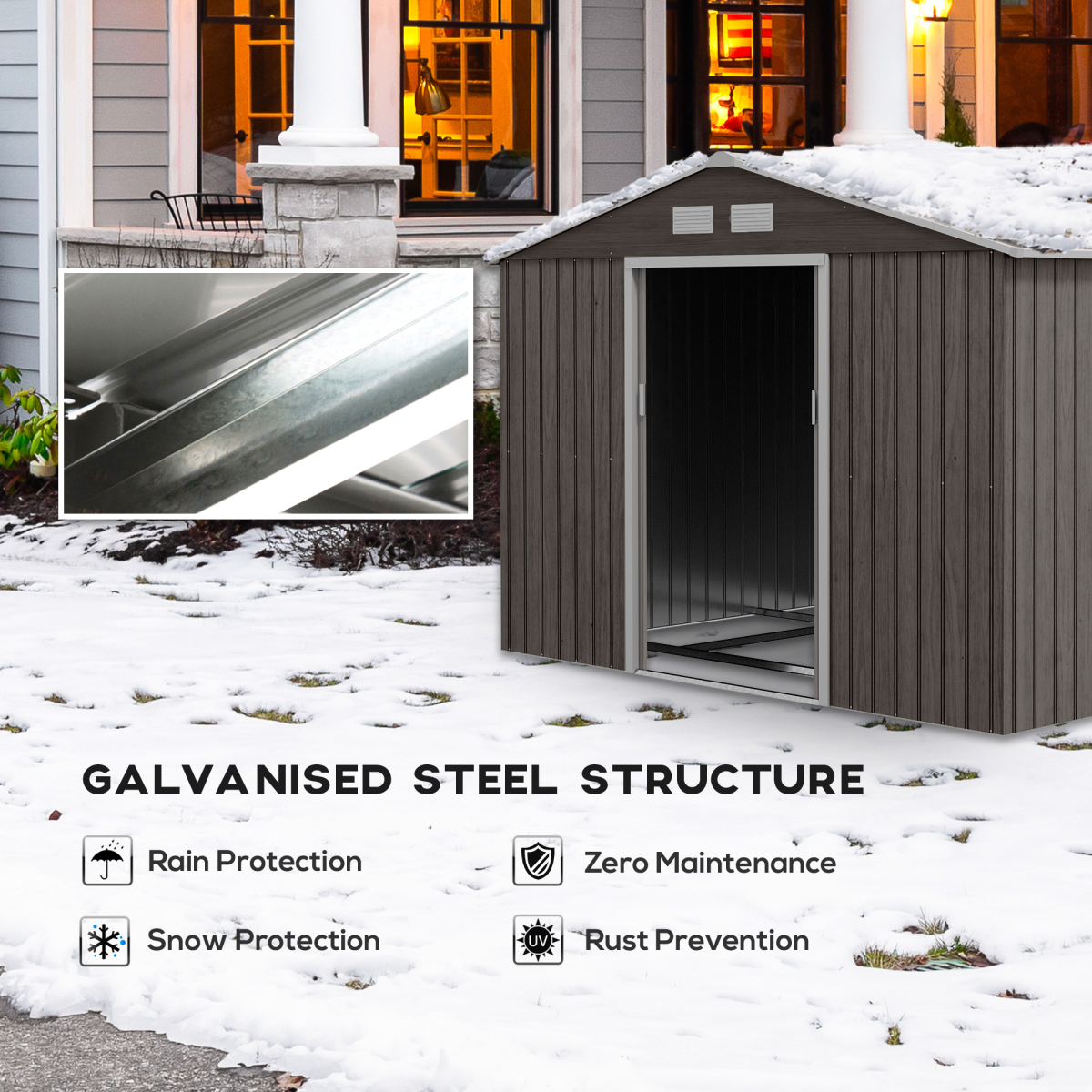 Foundation Ventilation Steel Outdoor Garden Shed Grey