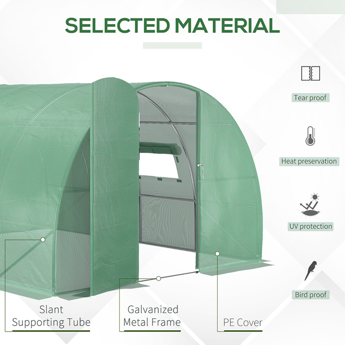 Walk-in Garden Polytunnel Greenhouse Galvanised Steel W/ Door