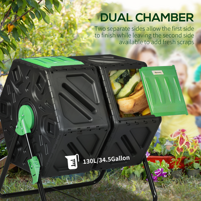 130L Dual Chamber Rotating Composter