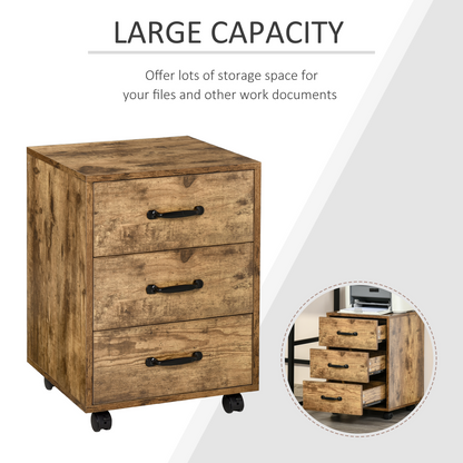 Rolling File Cabinet with 3 Drawers, Under Desk Mobile Filing Organizer