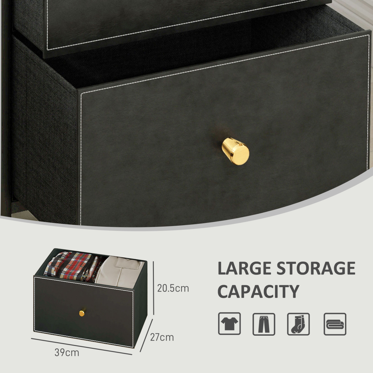 Chest of Drawers with 3 Drawers for Bedroom, Living Room, Black