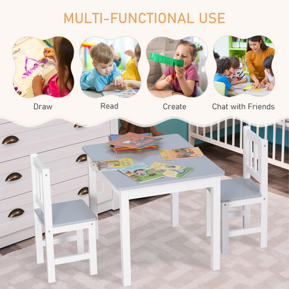 Kids Table and 2 Chairs Set 3 Pieces Toddler Multi-usage Desk Indoor