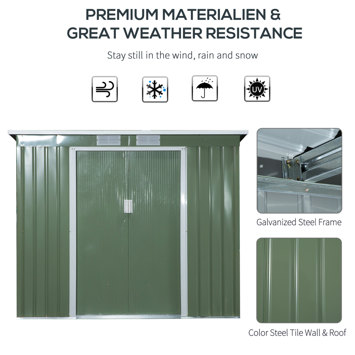 Garden Storage Shed Sloped Roof Outdoor Equipment Tool Storage