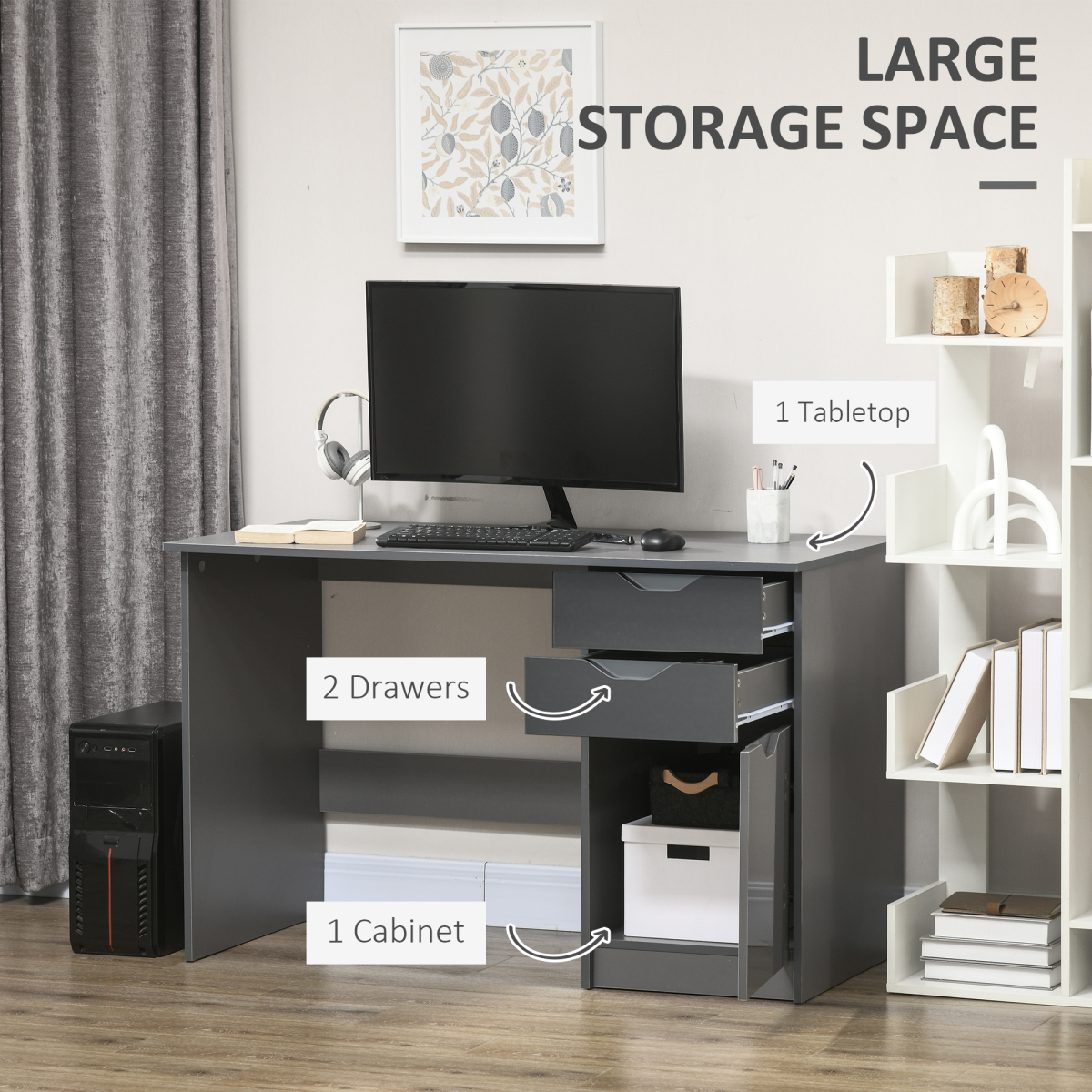 Computer Desk with Drawers, Workstation