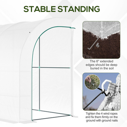 Lean To Walk In Greenhouse White 10 x 5ft