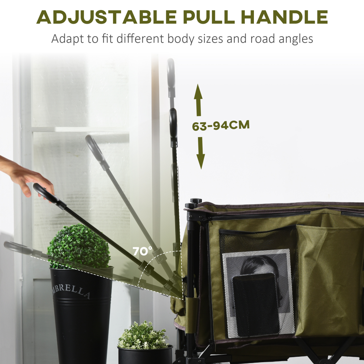 Folding Garden Trolley Collapsible Camping Trolley Steel Frame Oxford Fabric