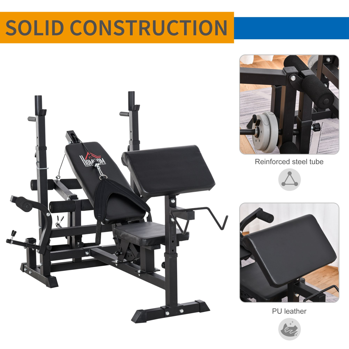 Multi-Exercise Full-Body Weight Bench with Bench Press & Leg Extension