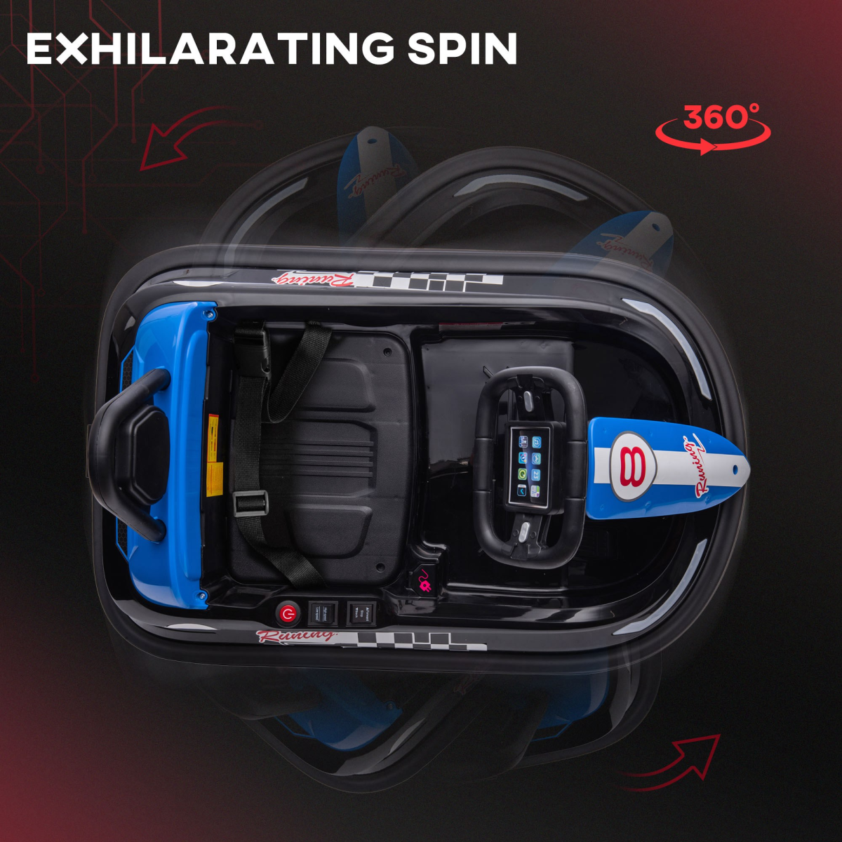 Kids Bumper Car, 360-Degree Rotation Waltzer Car w/ 2 Speeds - Black 6V