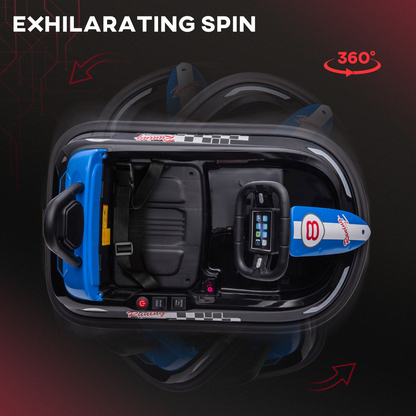 Kids Bumper Car, 360-Degree Rotation Waltzer Car w/ 2 Speeds - Black 6V