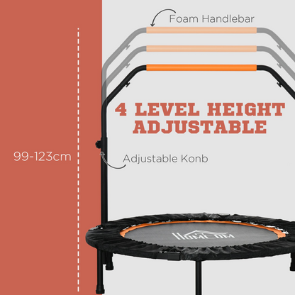 40" Foldable Mini Fitness Trampoline Rebounder Adjustable Foam Handle